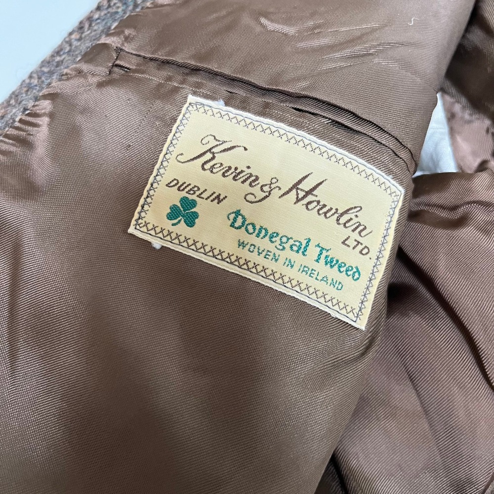 Kevin & Howlin VTG Brown Tweed Blazer Men Two Button Wool Sport Coat 44L Ireland - Picture 13 of 15
